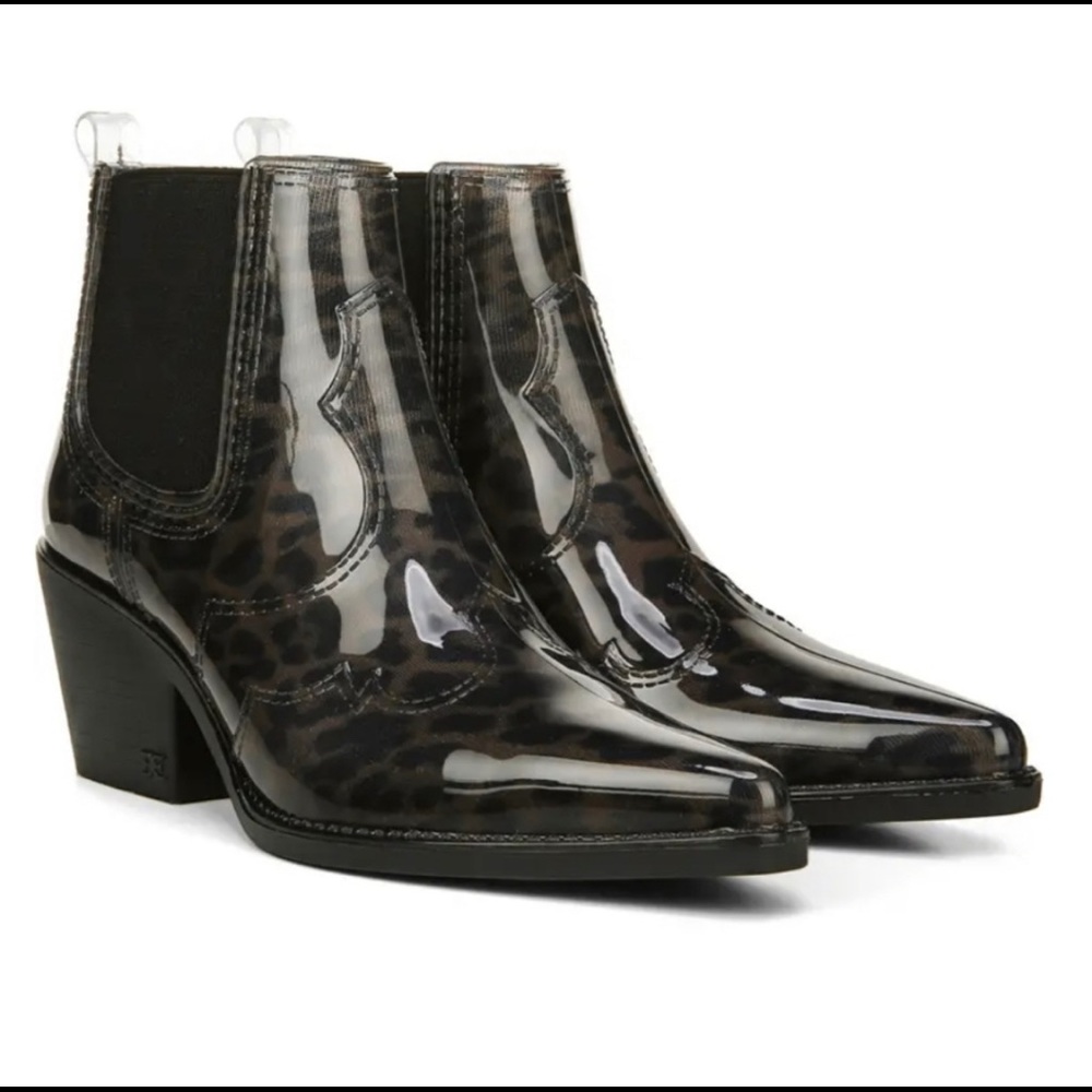 Sam Edelman Animal Print Winona Rain Western Boots Size 10M - Picture 1 of 7